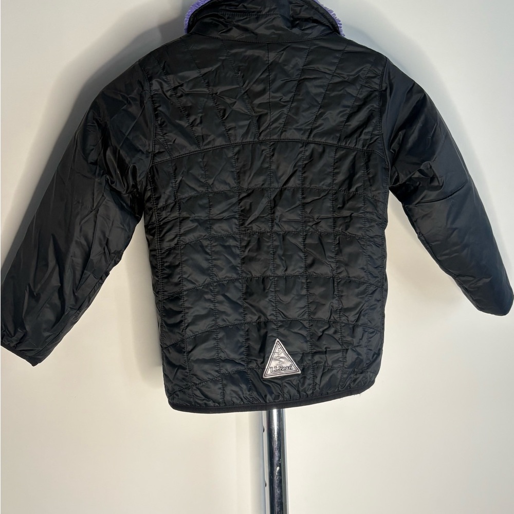 L.L.Bean Reversible Jacket – Black & Purple Sherpa Fleece – Kids Size 4 - Picture 3 of 4